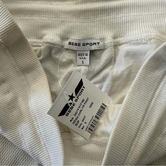 BEBE Sport Vintage Y2K Mesh Wide Leg Pants in White Sz. Small - Picture 3 of 8